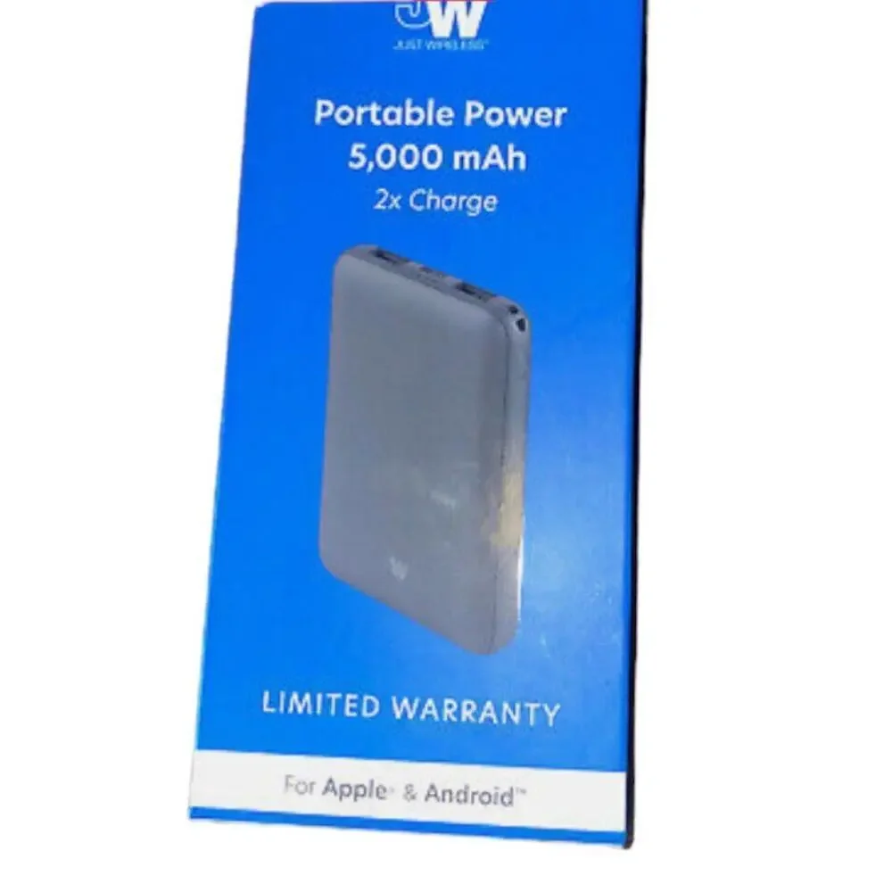 New Just Wireless Portable Power Bank 5000mAh